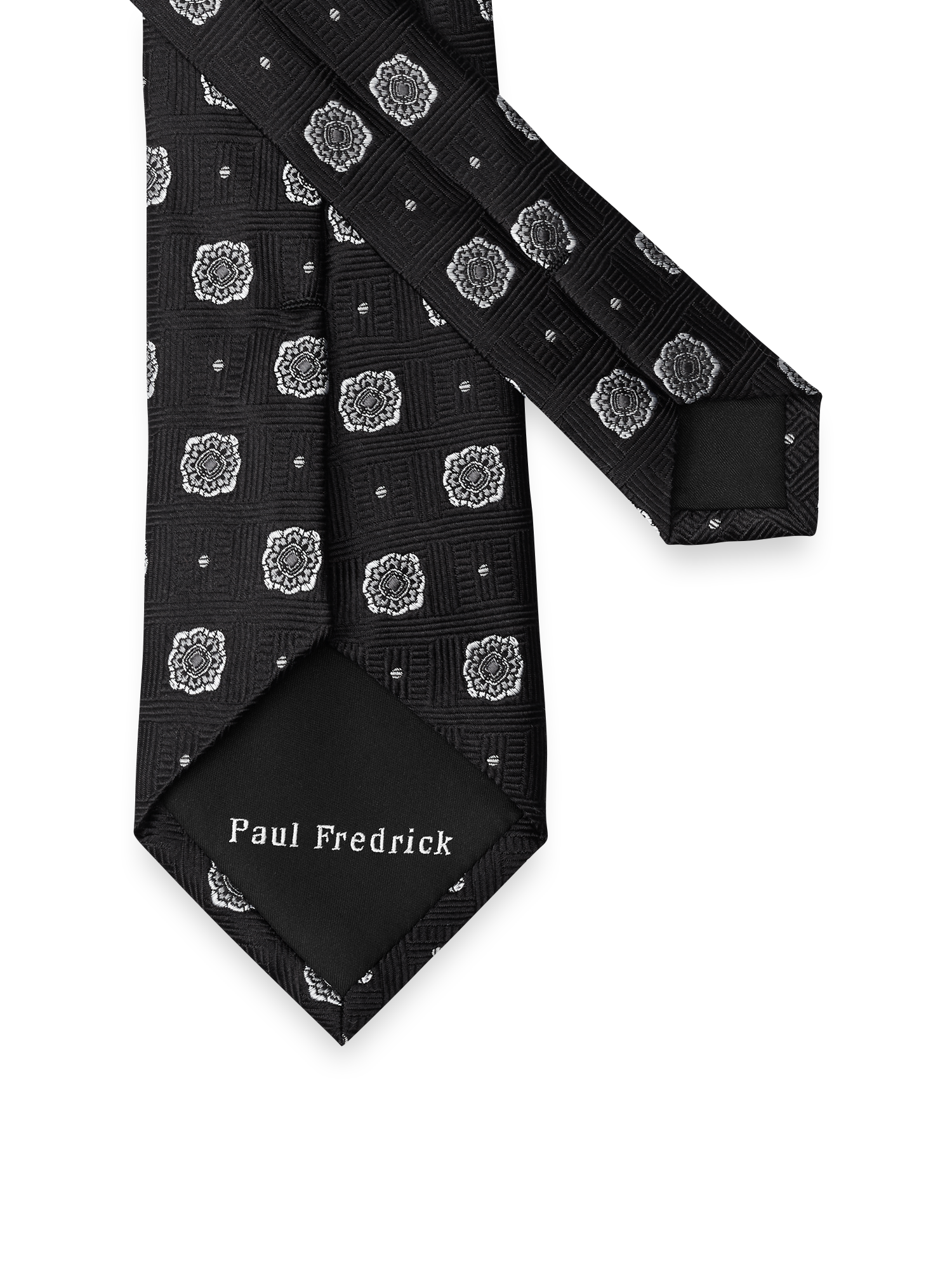 Medallion Woven Silk Tie - Black