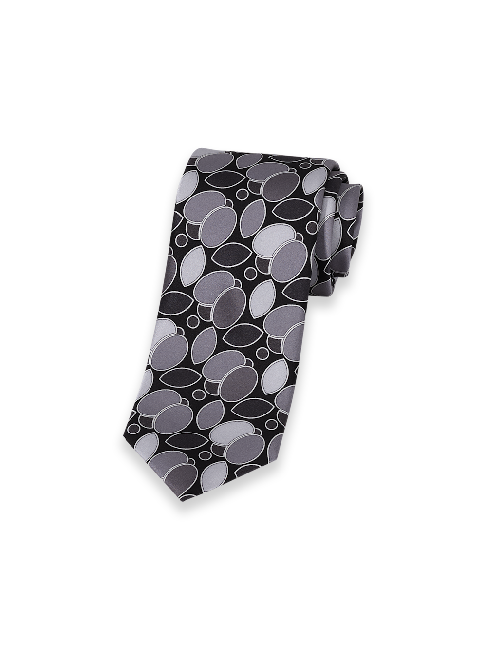 Product Image of Medallion Printed Italian Silk Tie-Black