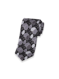 Medallion Printed Italian Silk Tie - Black