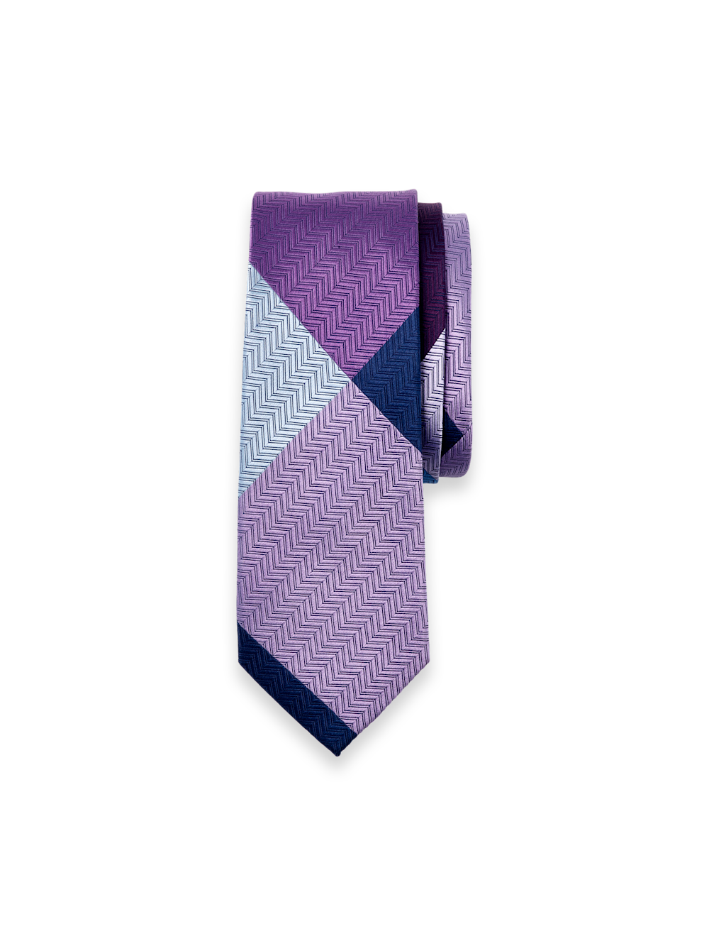 Product Image of Patchwork Woven Silk Tie-Purple Multi