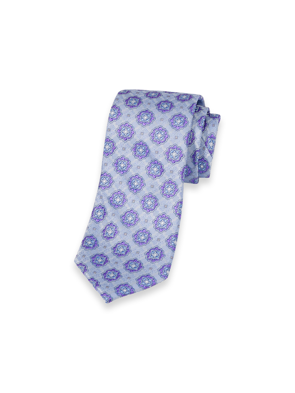Product Image of Medallion Woven Silk Tie-Purple