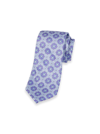 Medallion Woven Silk Tie - Purple