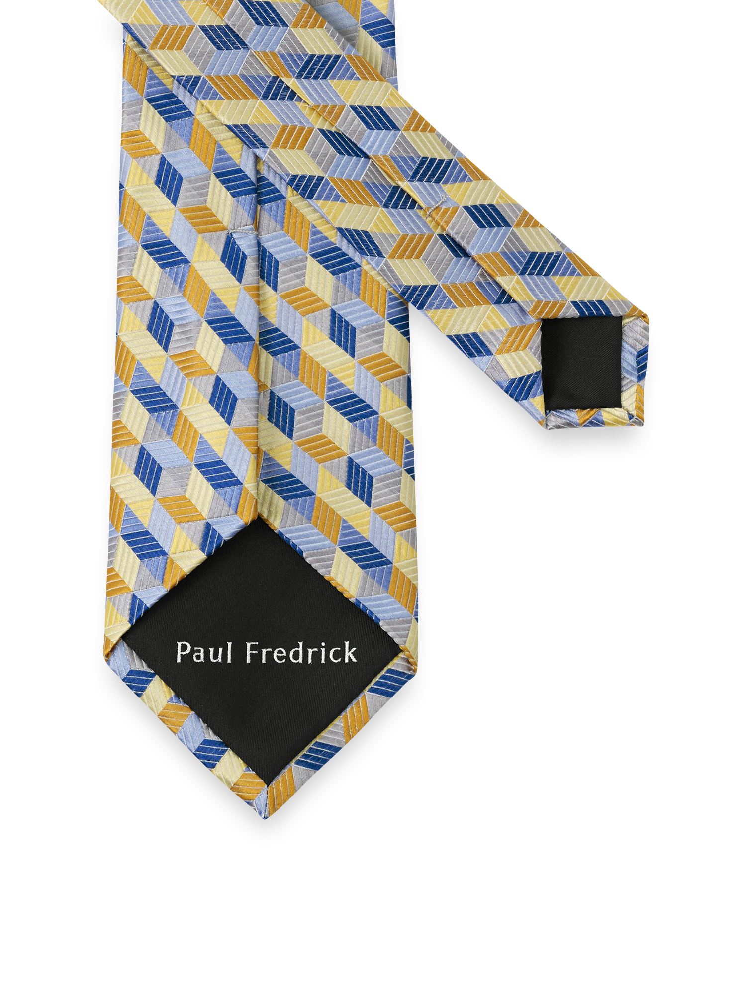Geometric Woven Silk Tie - Yellow/blue