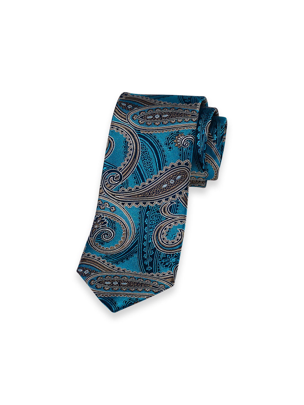 Product Image of Paisley Woven Silk Tie-Teal
