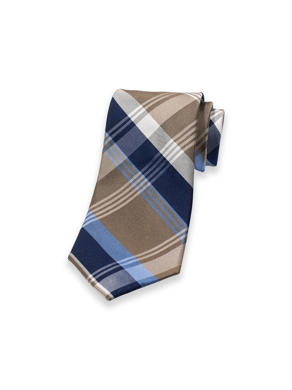 Product Image of Plaid Woven Silk Tie-Gold/Blue