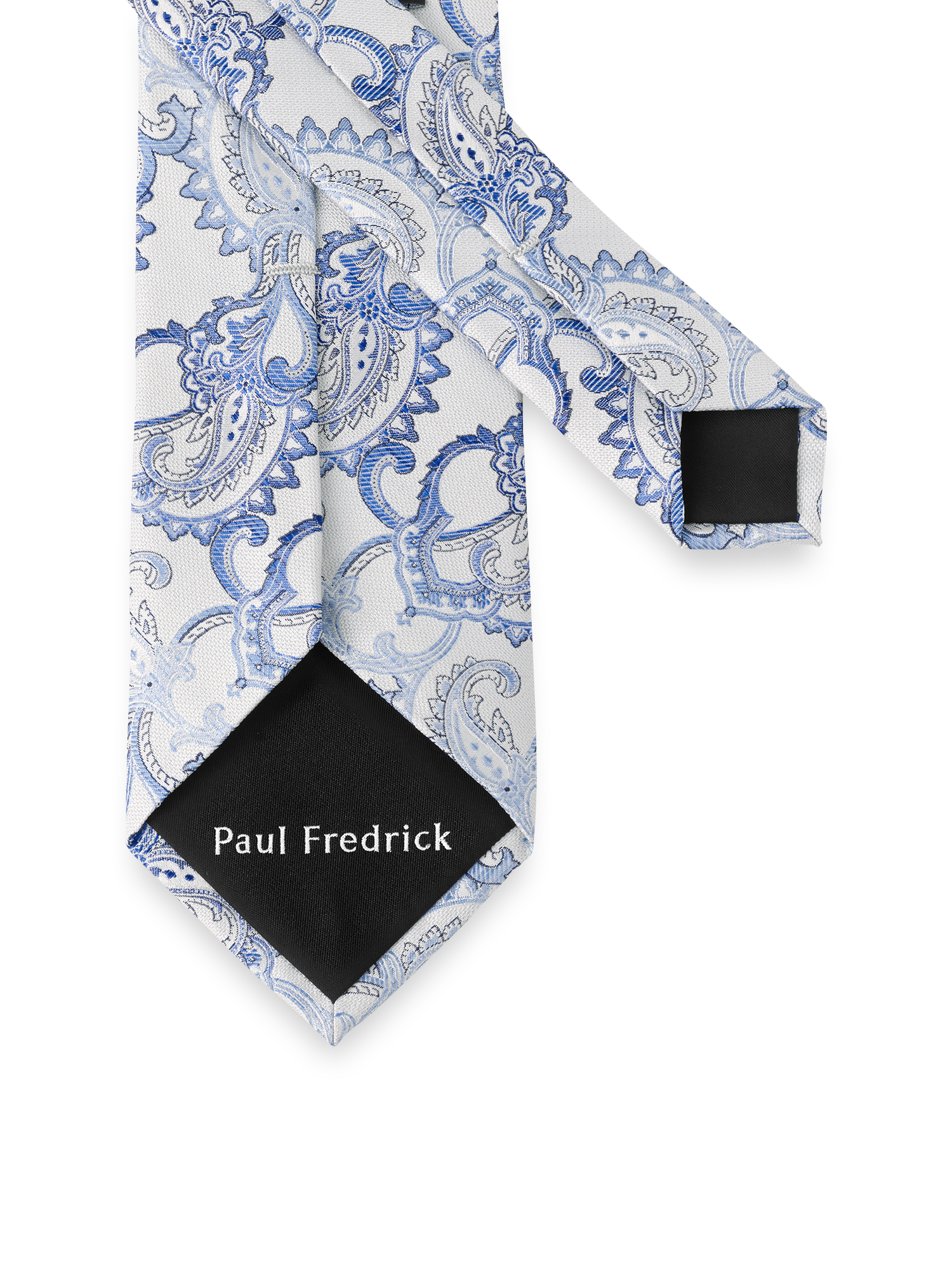 Paisley Woven Silk Tie - White/blue