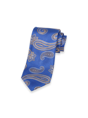 Paisley Woven Silk Tie - Blue/yellow