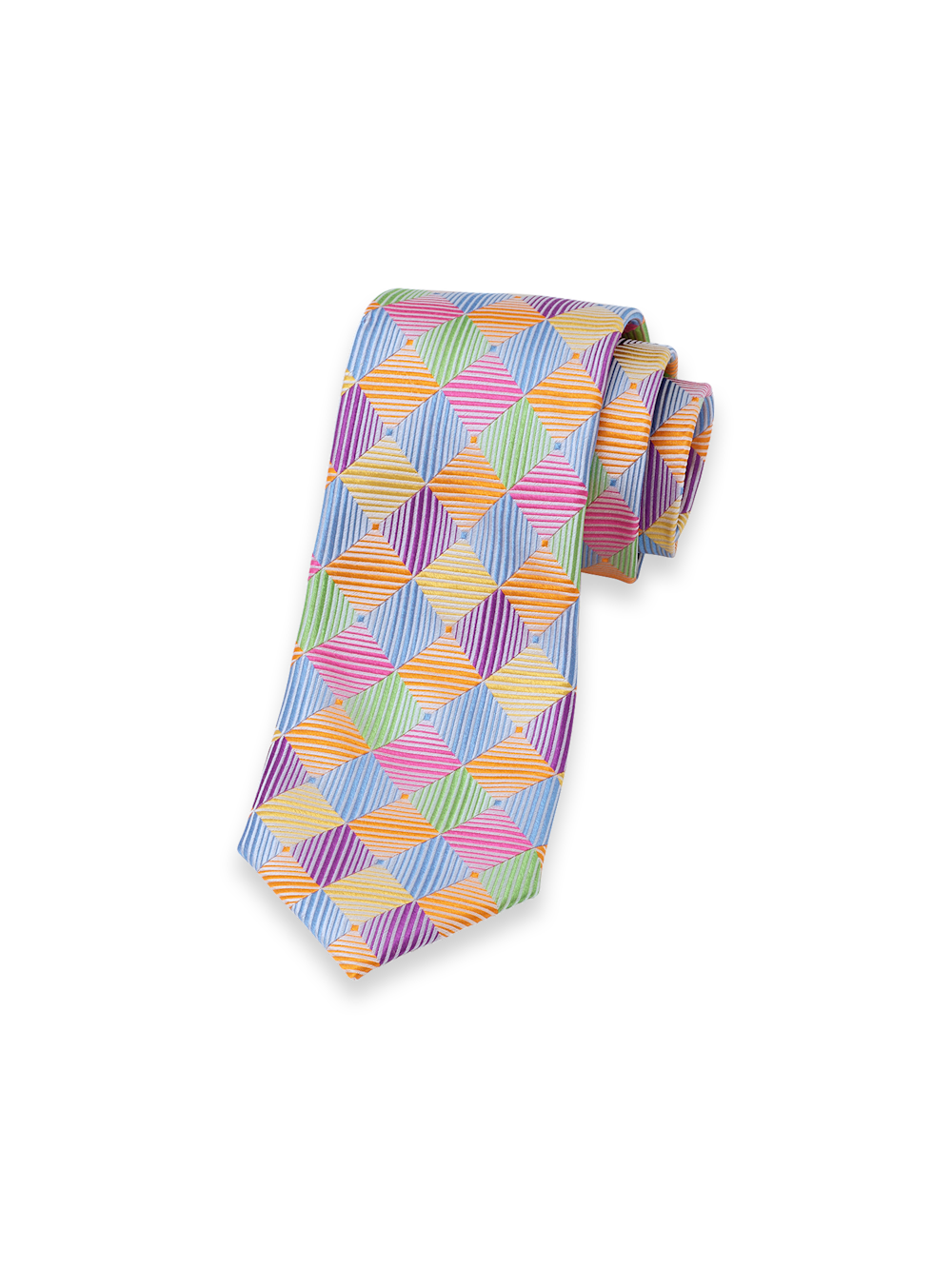 Product Image of Geometric Woven Silk Tie-Multi