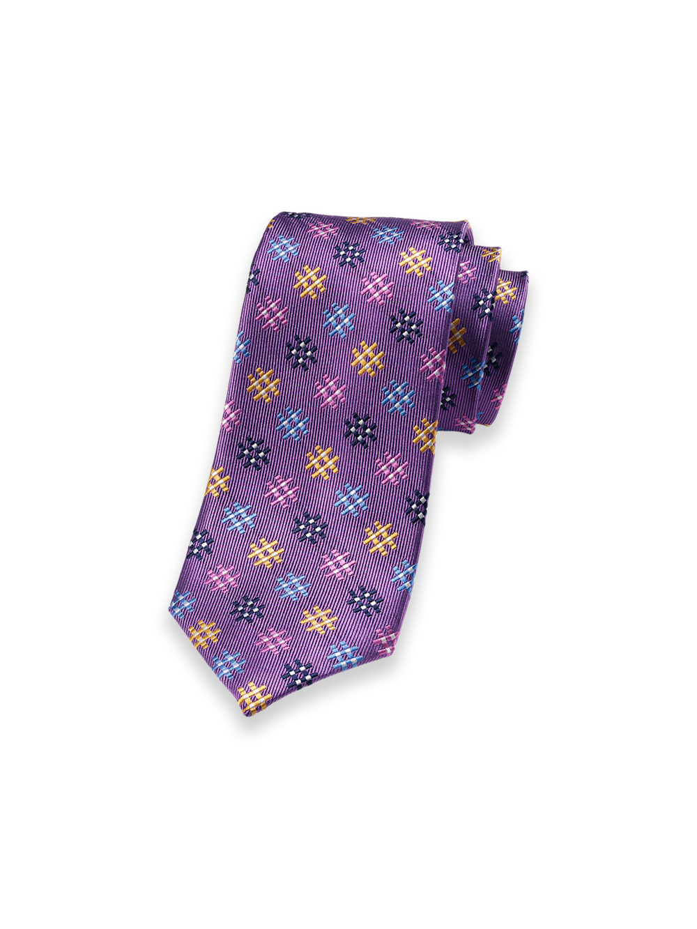 Product Image of Geometric Woven Silk Tie-Purple Multi