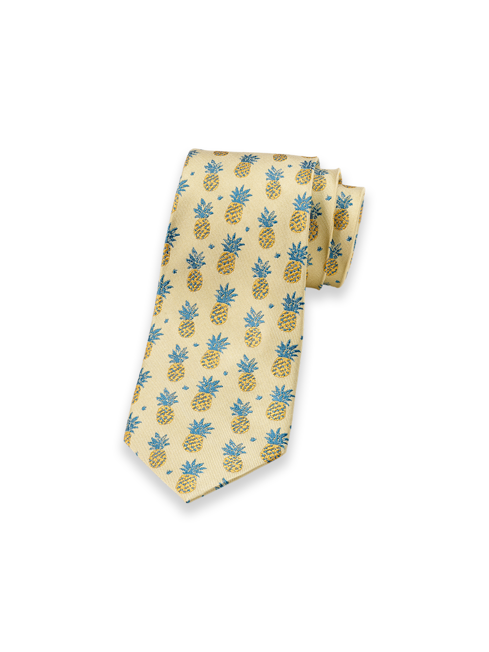 Product Image of Pineapple Printed Silk Tie-Yellow Multi