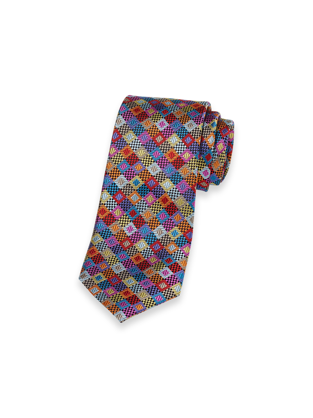 Product Image of Geometric Woven Silk Tie-Multi