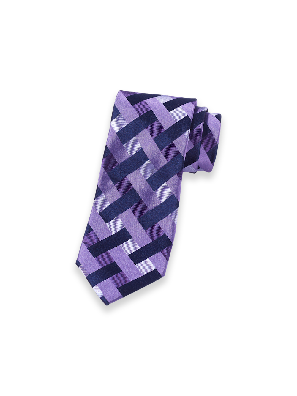 Product Image of Basketweave Woven Silk Tie-Purple/Navy