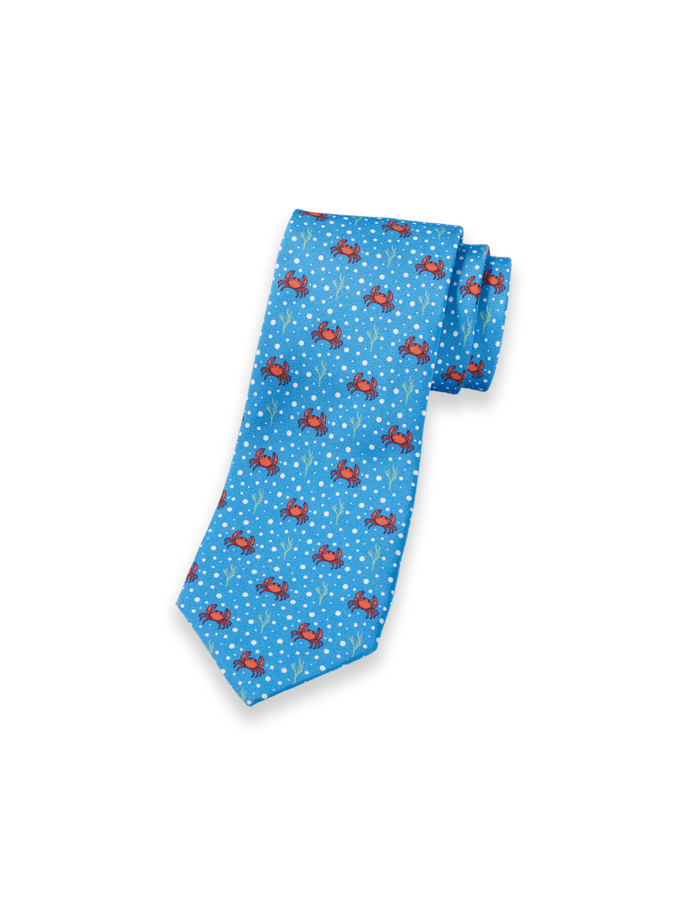 Product Image of Crab Motif Woven Silk Tie-Blue Multi