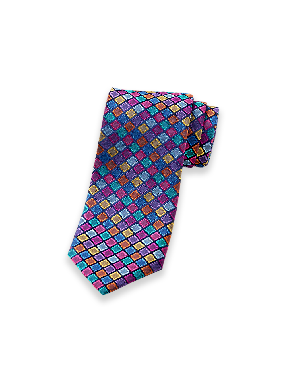 Product Image of Geometric Woven Silk Tie-Navy Multi