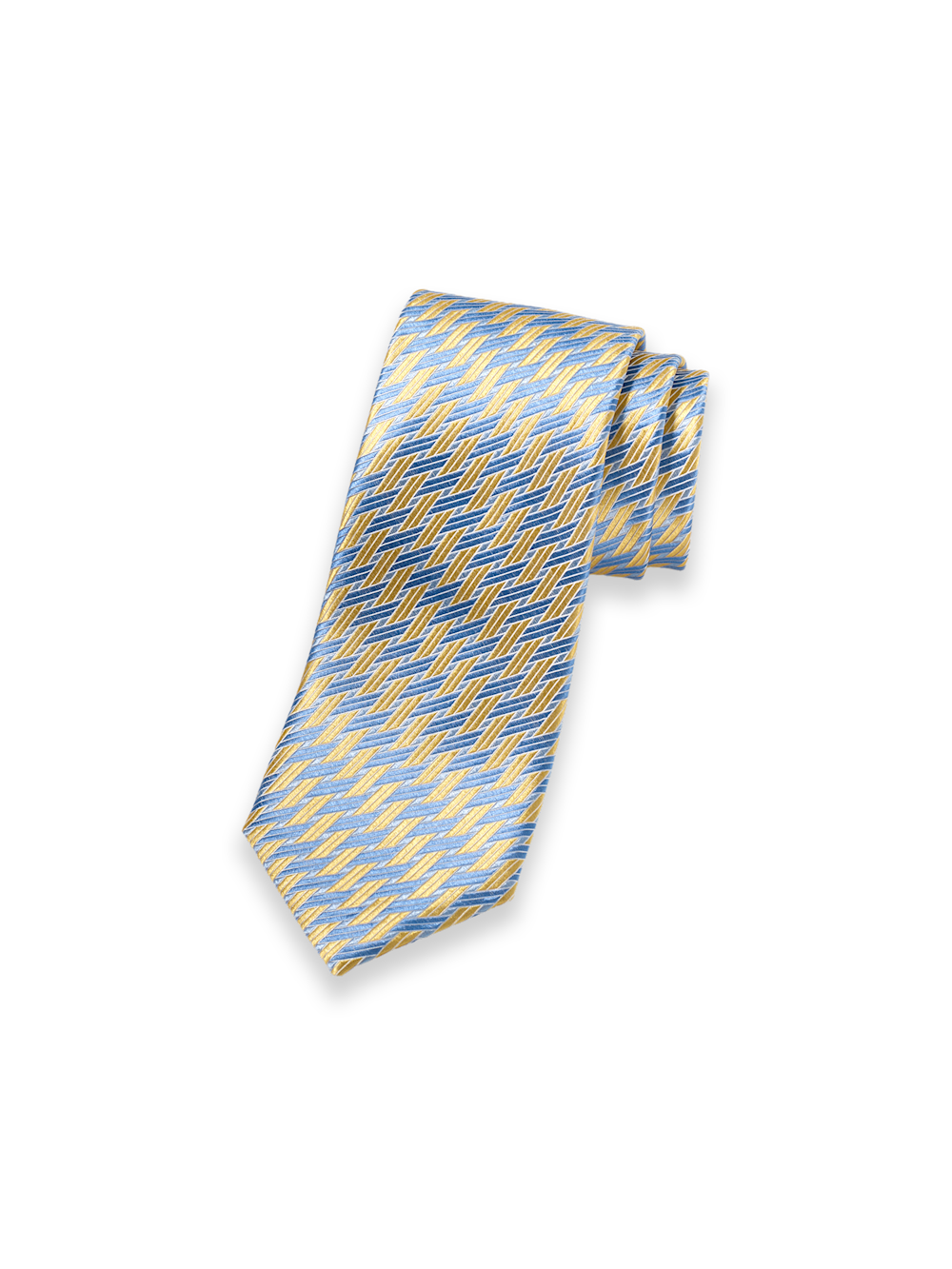 Product Image of Basketweave Woven Silk Tie-Yellow/Blue