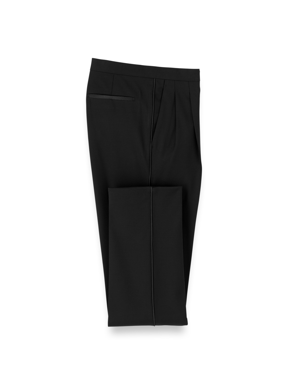 Product Image of Wool Stretch Tuxedo Pants-Black#model_pleated front