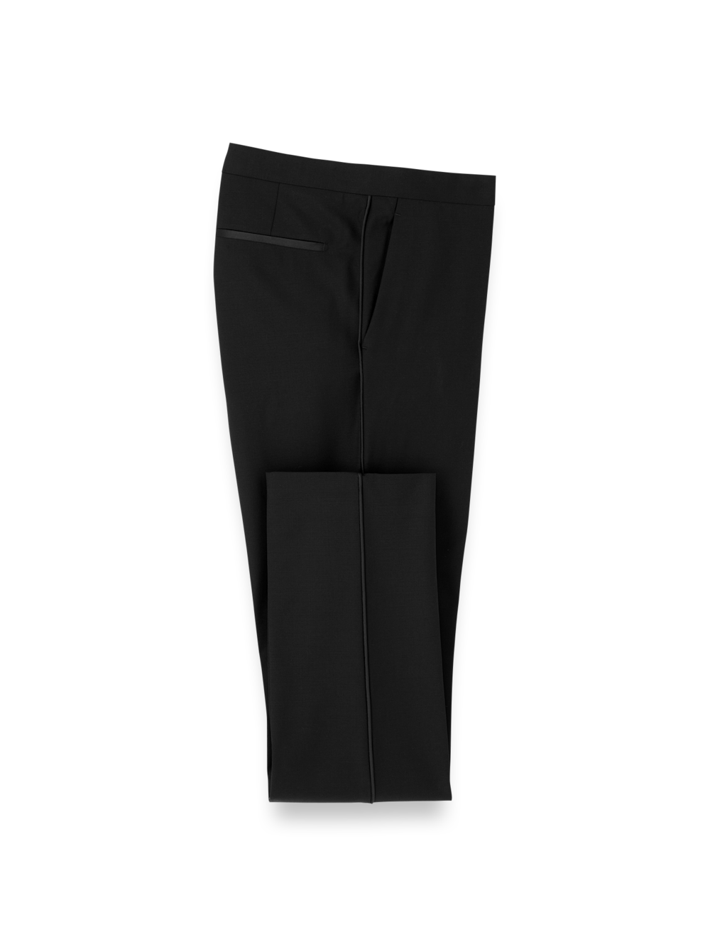 Product Image of Wool Stretch Tuxedo Pants-Black#model_flat front