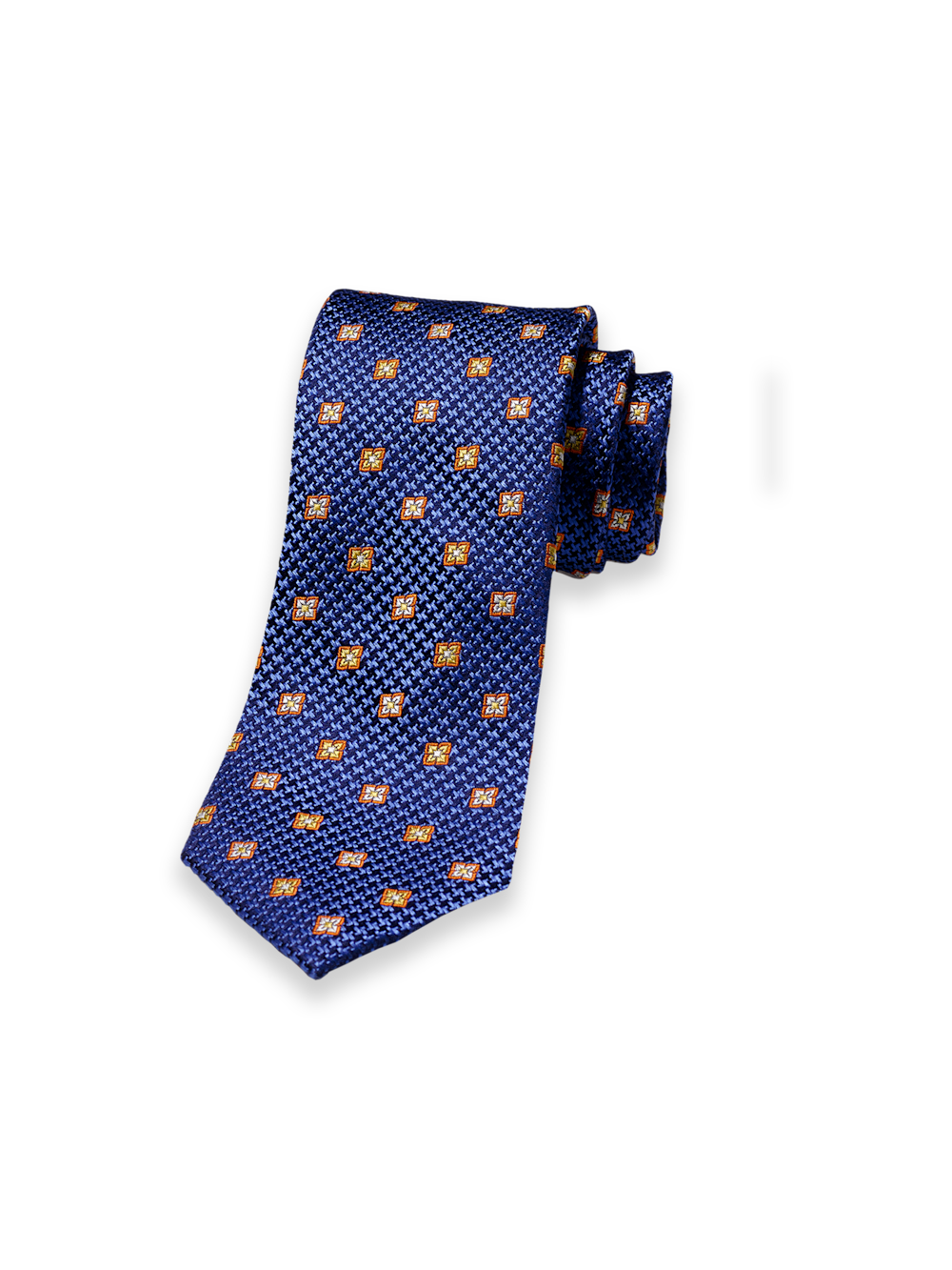 Product Image of Medallion Woven Silk Tie-Blue/Orange