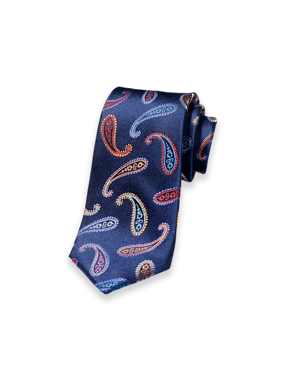 Product Image of Paisley Woven Silk Tie-Navy Multi
