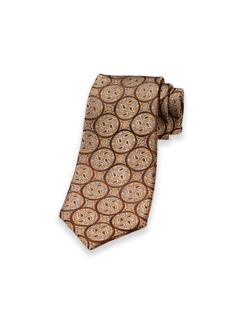 Product Image of Paisley Woven Silk Tie-Brown
