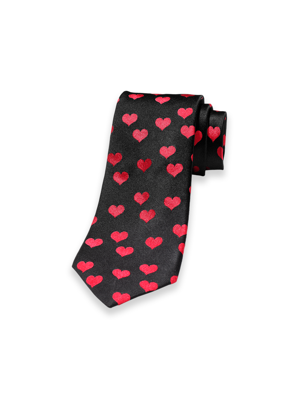 Product Image of Hearts Woven Silk Tie-Black/Red