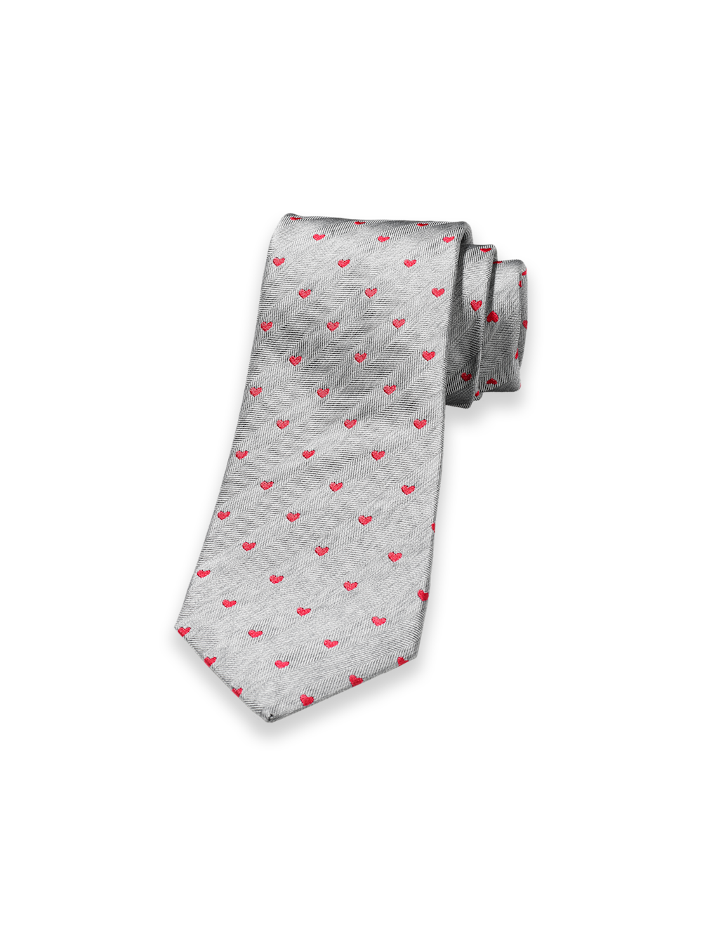 Product Image of Hearts Woven Silk Tie-Grey/Red