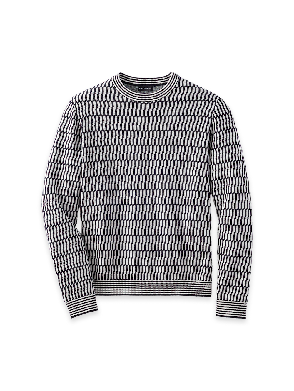 Product Image of Cotton Crewneck Sweater-Black/White