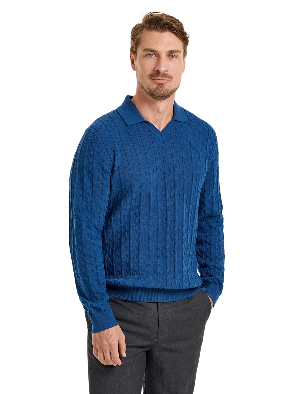 Alternate Image of Cotton Johnny Collar Sweater-1
