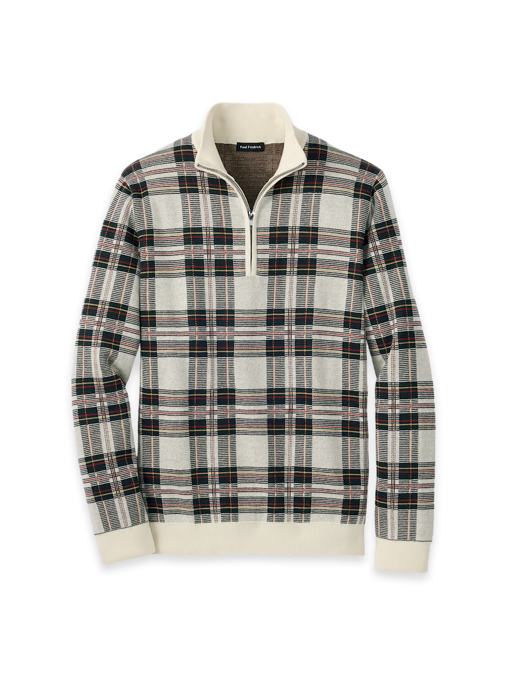 Cotton Quarter Zip Mock Neck Sweater