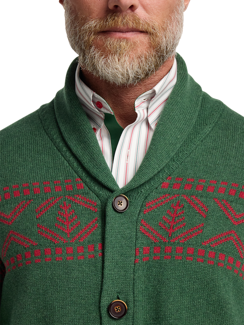 Alternate Image of Cotton Button Front Fair Isle Shawl Collar Cardigan Sweater-2