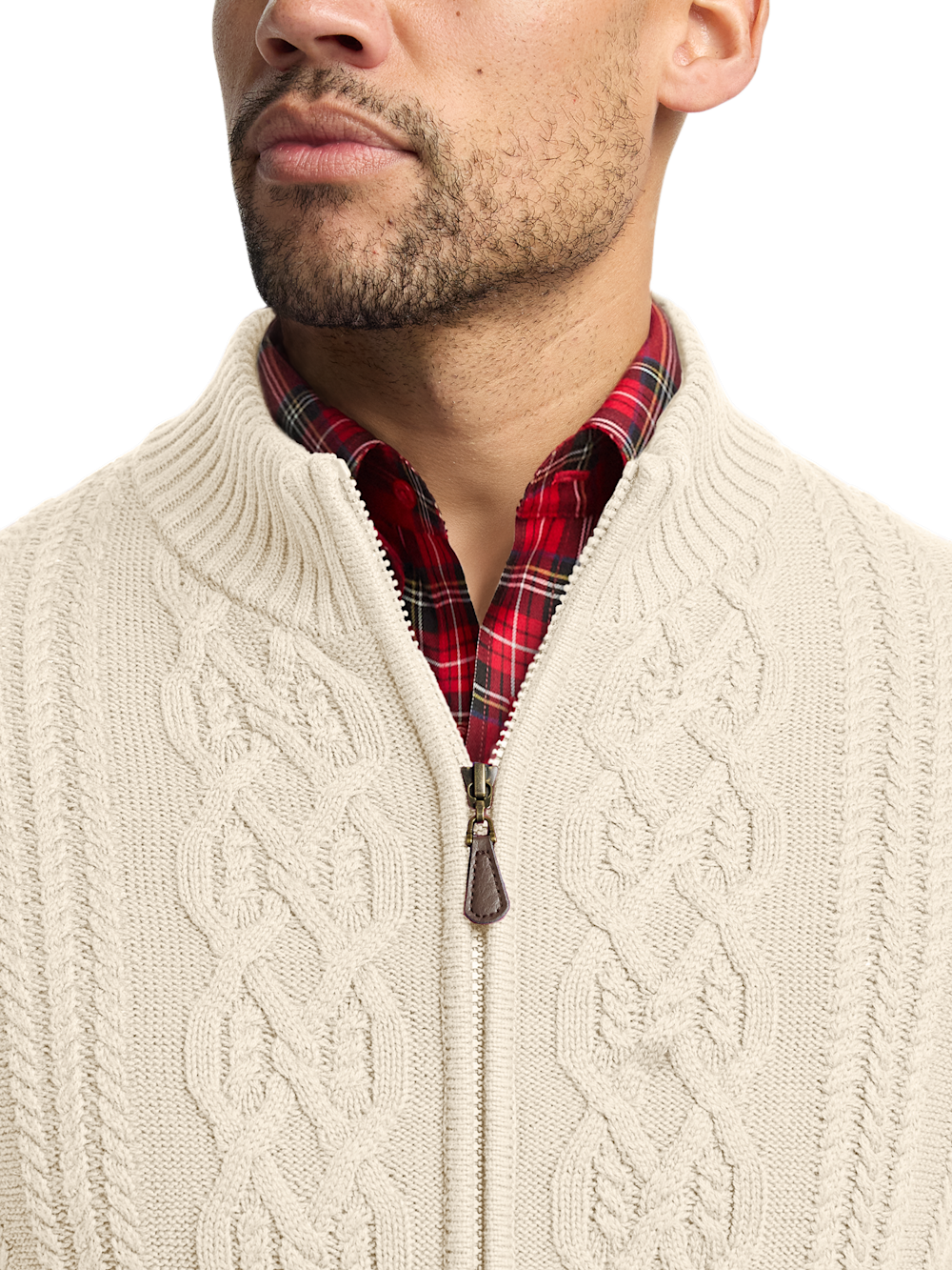 Alternate Image of Cotton Cable Full Zip Mock Neck Sweater-2