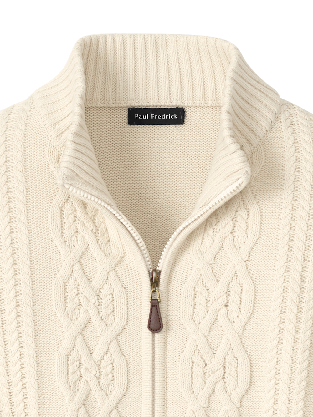 Alternate Image of Cotton Cable Full Zip Mock Neck Sweater-5