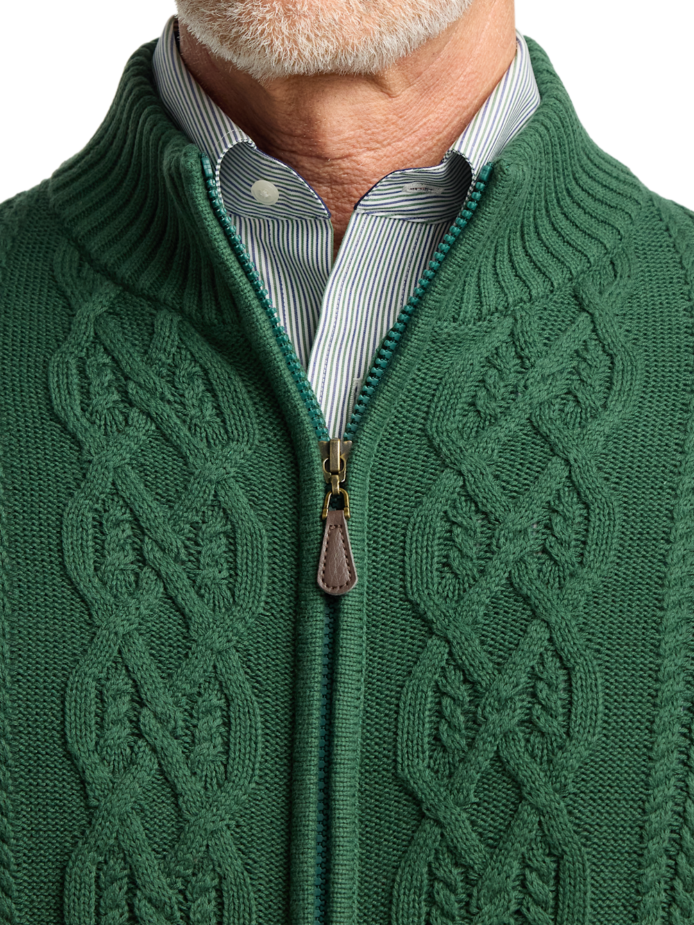 Alternate Image of Cotton Cable Full Zip Mock Neck Sweater-2