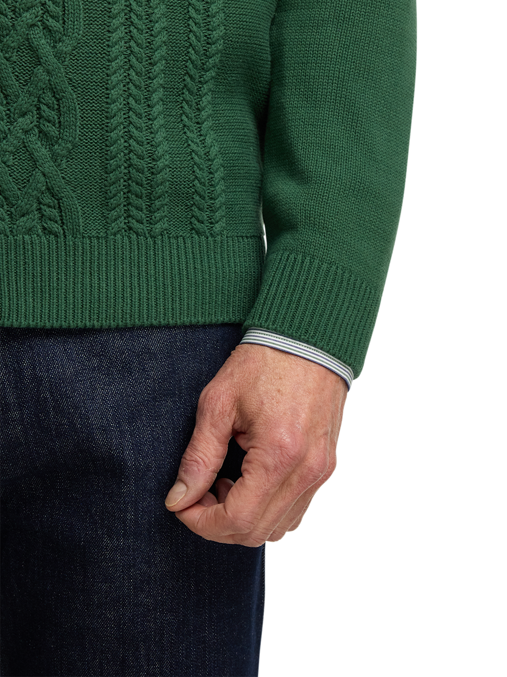 Alternate Image of Cotton Cable Full Zip Mock Neck Sweater-3