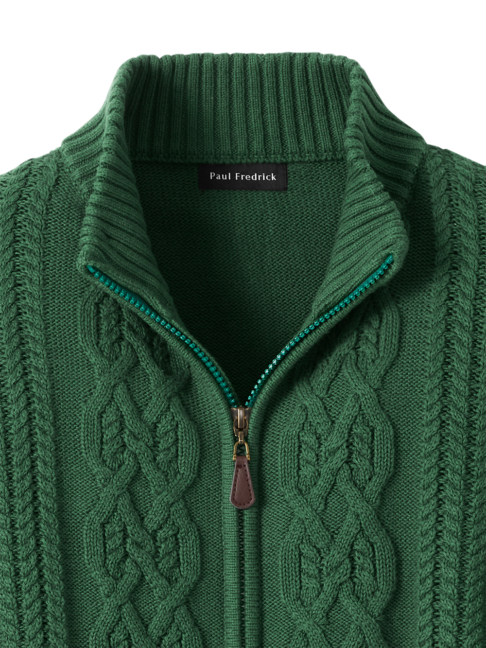Alternate Image of Cotton Cable Full Zip Mock Neck Sweater-5