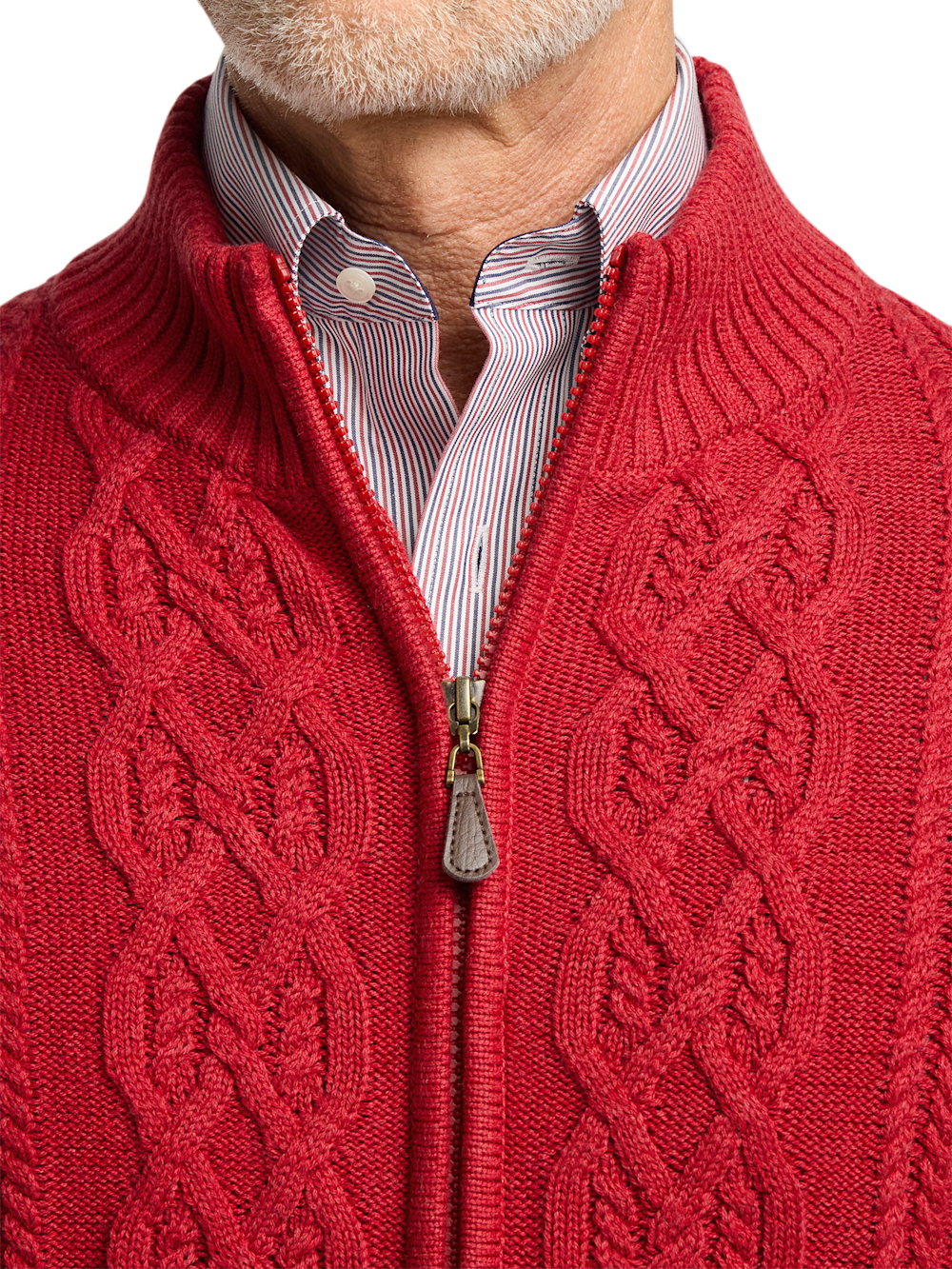 Alternate Image of Cotton Cable Full Zip Mock Neck Sweater-2