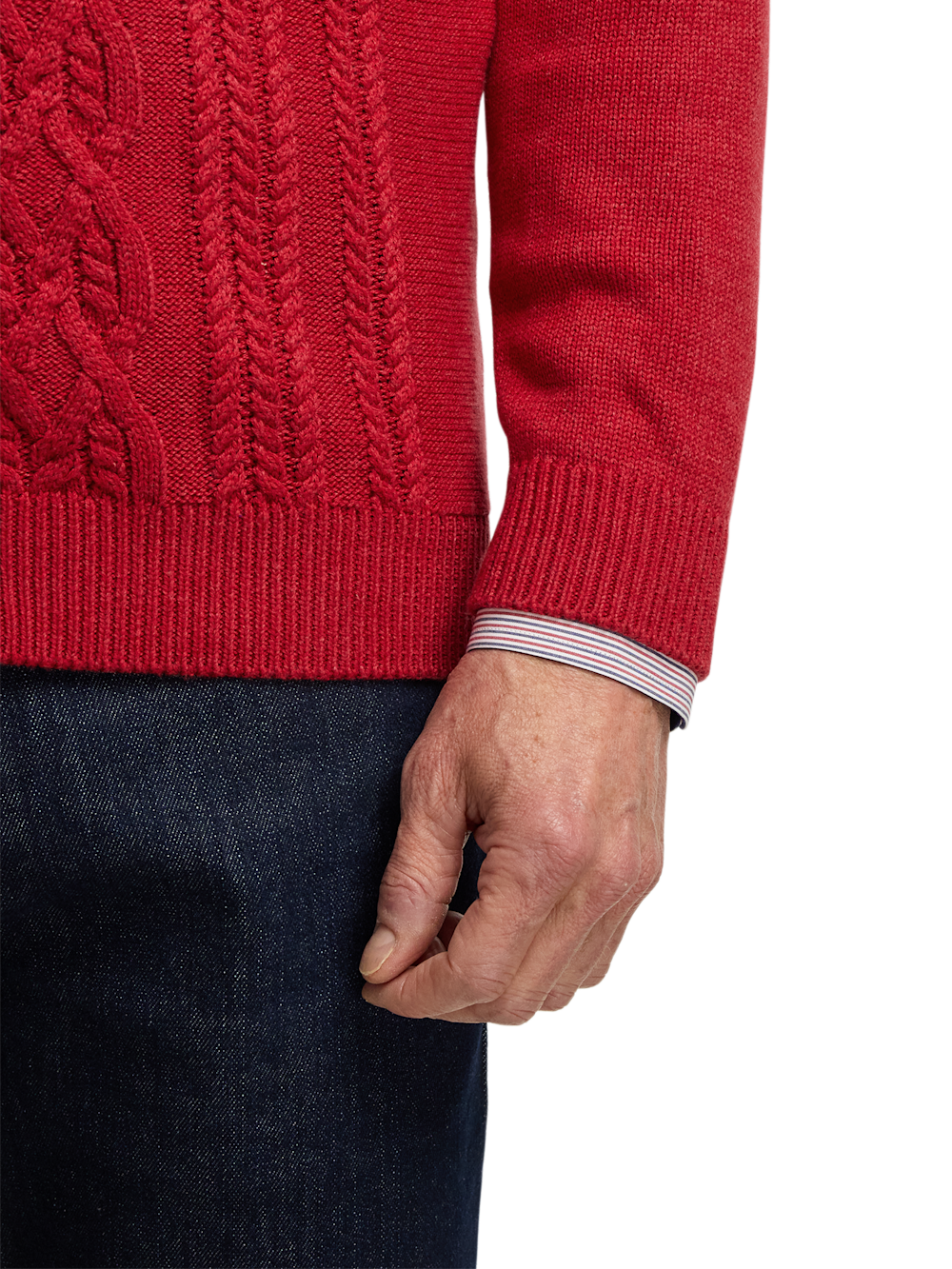 Alternate Image of Cotton Cable Full Zip Mock Neck Sweater-3