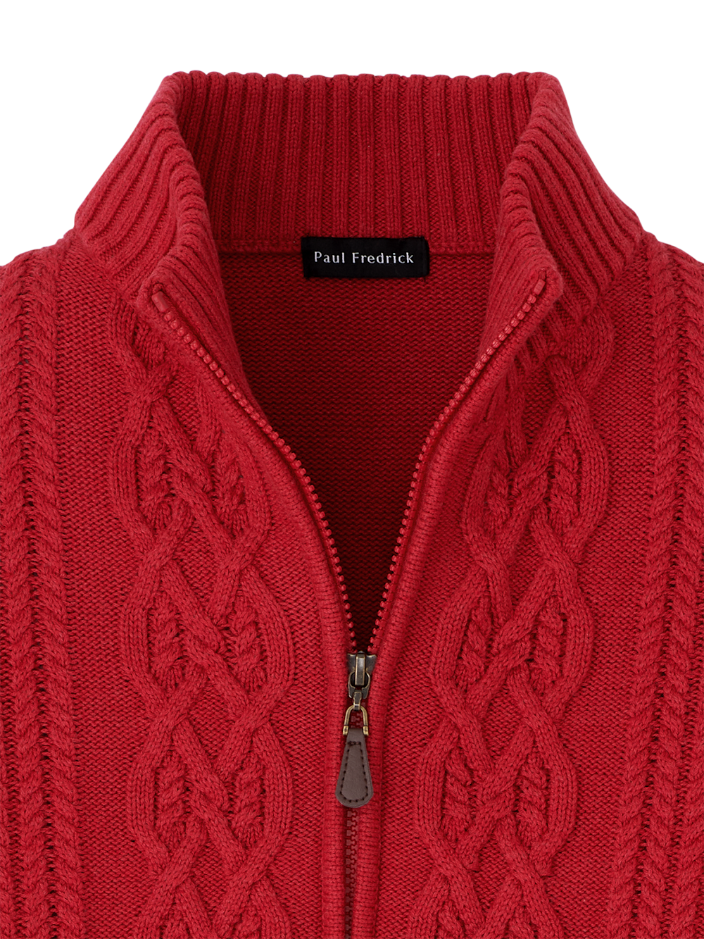 Alternate Image of Cotton Cable Full Zip Mock Neck Sweater-5