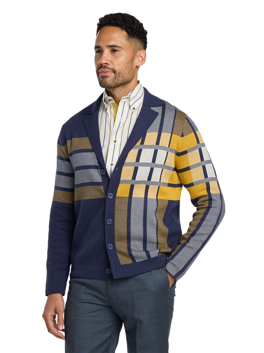 Alternate Image of Cotton Notch Lapel Cardigan Sweater-1
