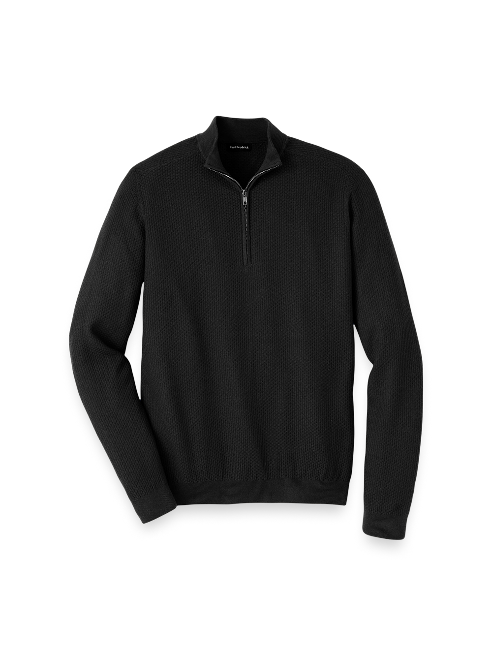 Silk Cotton Cashmere Quarter Zip Mock Neck Sweater - Black – Paul