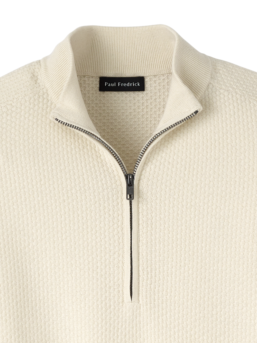 Alternate Image of Silk Cotton Cashmere Quarter Zip Mock Neck Sweater-5