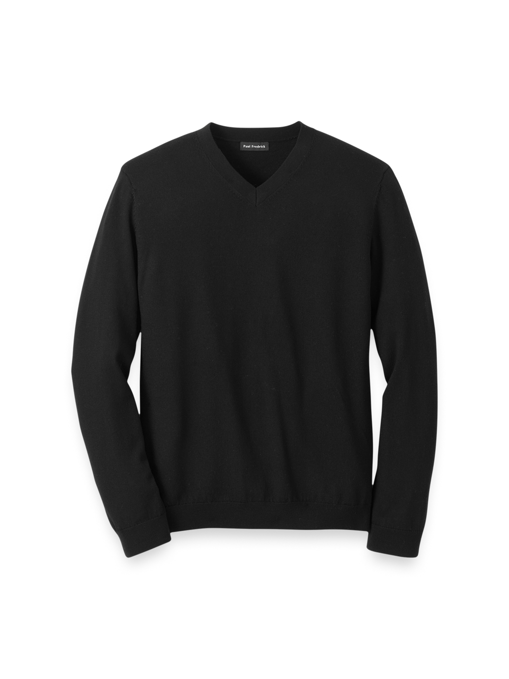 Washable Merino Wool V-neck Sweater - Black – Paul Fredrick