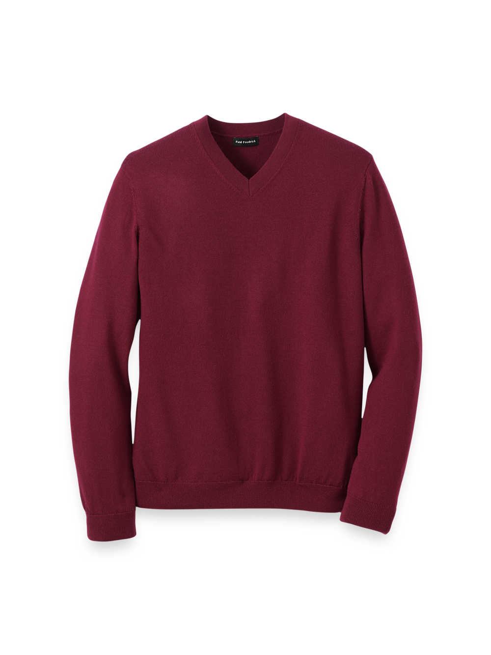 Product Image of Washable Merino Wool V-neck Sweater-Burgundy