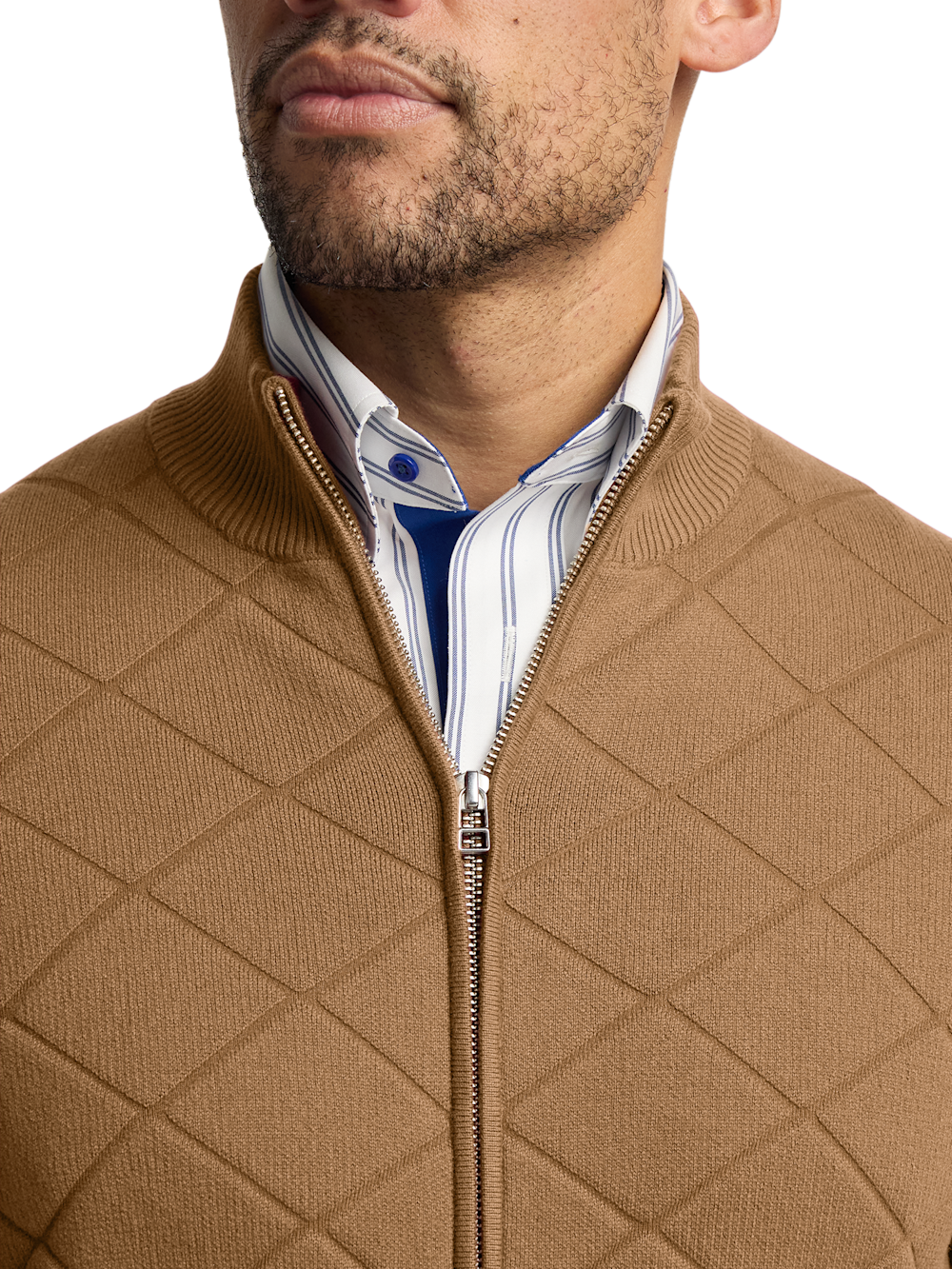 Alternate Image of Cotton Full Zip Mock Neck Sweater Jacket-2