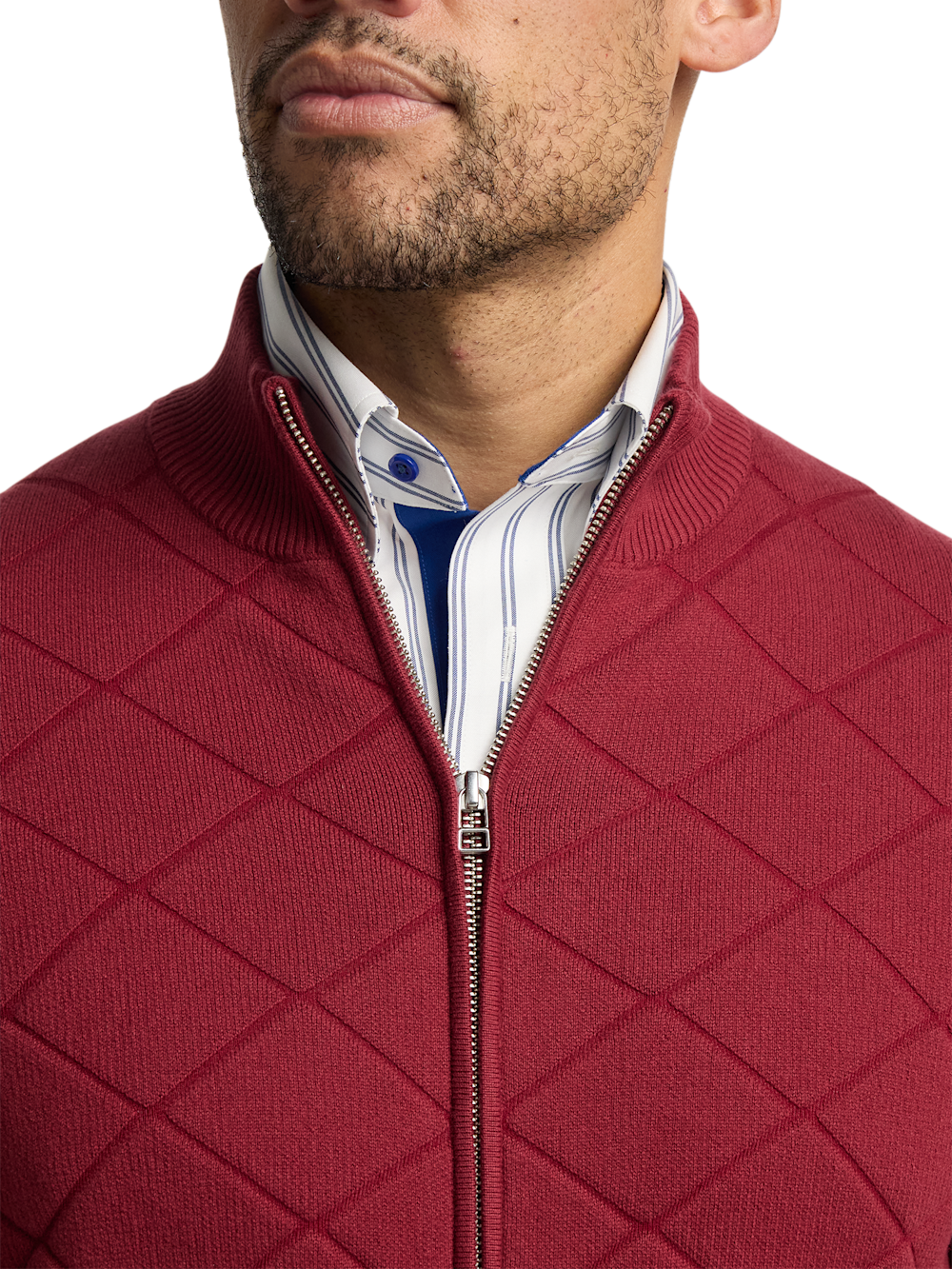 Alternate Image of Cotton Full Zip Mock Neck Sweater Jacket-2