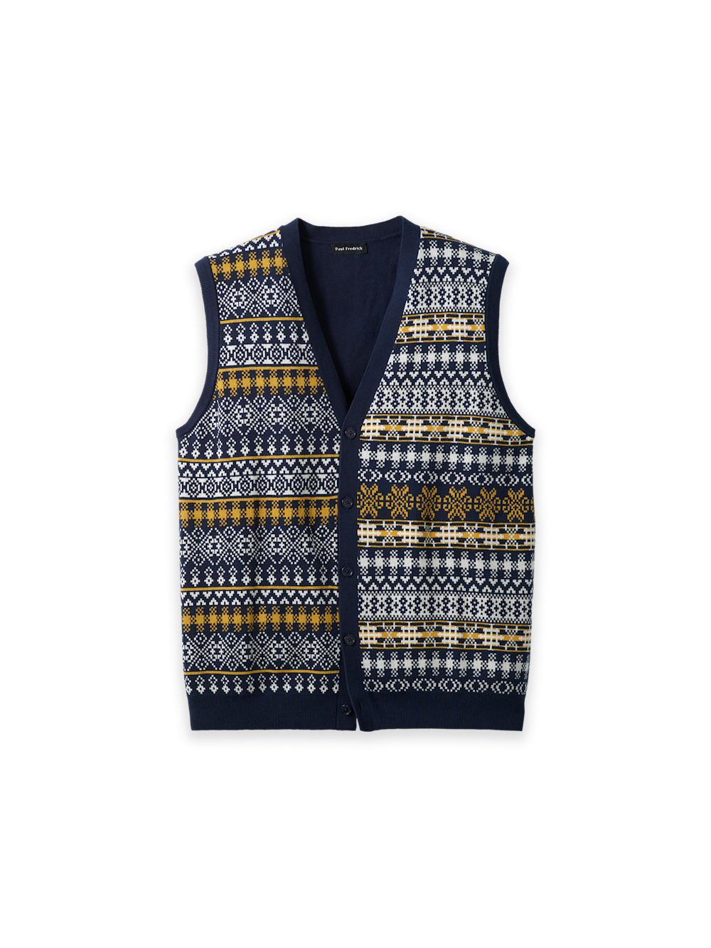 Cotton Fairisle Button Front Vest