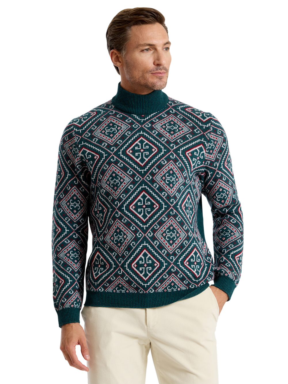 Alternate Shot of Men's green/red Knitwear