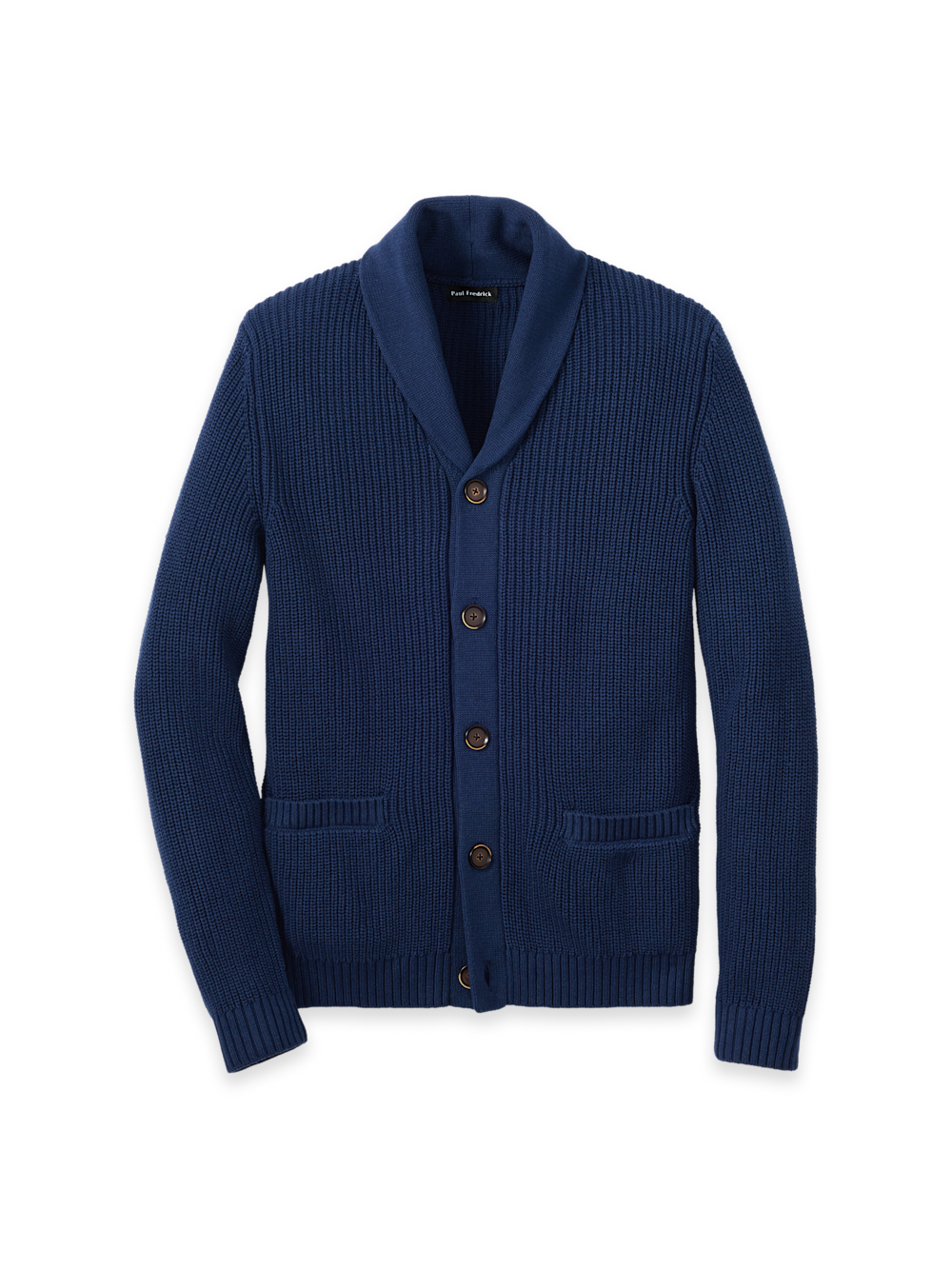 Cotton Button Front Shawl Collar Cardigan
