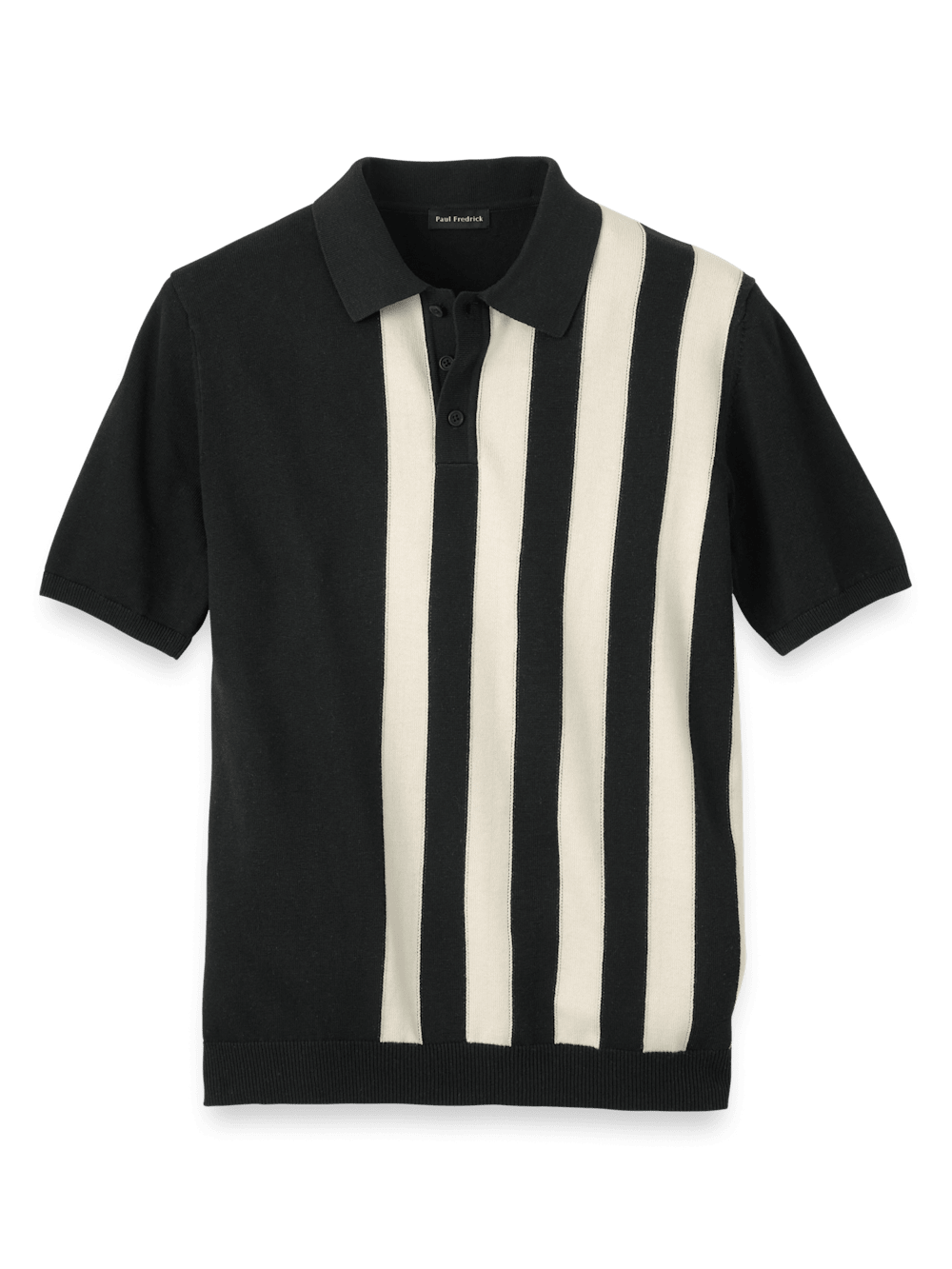 Product Image of Cotton Three Button Polo-Black