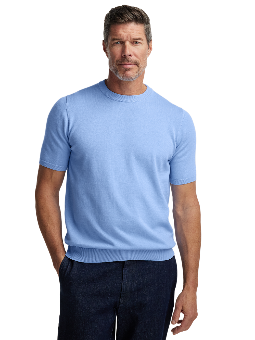 Alternate Shot of Men's Blue Solid Knitwear
